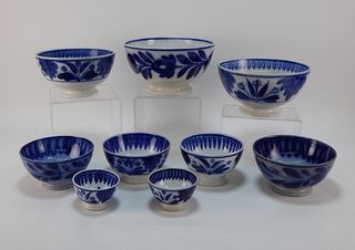 9PC Delft Societe Ceramique Maestric Pottery Bowls