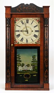 19C Chauncey Boardman Reverse Painted Clock