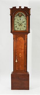 C1810 American Cherry Satin Inlaid Tall Case Clock