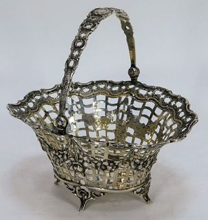 Antique English Reticulated Silver Brides Basket