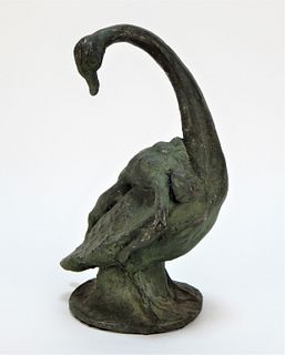 Contemporary Nude Male and Swan Bronze Sculpture