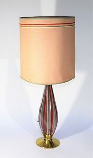 Attr. Alfredo Barbini MCM Murano Glass Table Lamp