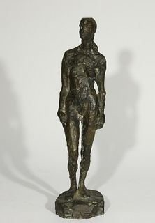 Swiss Brutalist Bronze Female Nude Sculpture