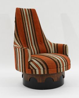 Adrian Pearsall Modern Burl Veneer Swivel Chair