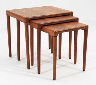 3PC Danish MCM Modern Teak Wood Nesting Tables