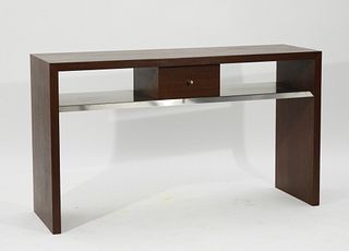 Contemporary Wood Stainless Steel Console Table