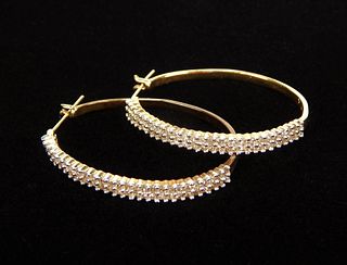 10K Gold Diamond Lady's Hoop Earrings
