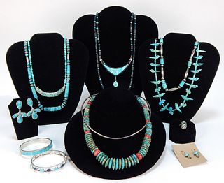 13PC Native American Style Turquoise Jewelry Group
