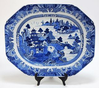 Chinese Nanking Blue and White Porcelain Platter
