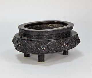 Japanese Meiji Bronze Footed Censer