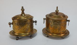 PR Brass Anglo Indian Botanical Tea Caddies