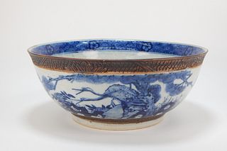 19C Chinese Blue and White Canton Center Bowl