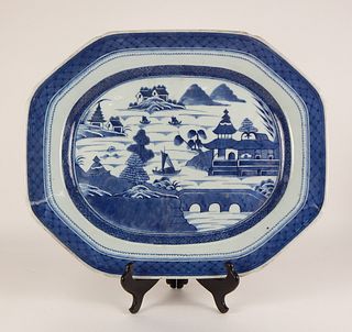 LG 19C Chinese Canton Blue and White Platter