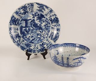 LG 2PC Delft Porcelain Bowl and Charger