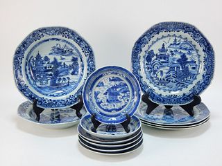 12PC Chinese Nanking Porcelain Plate Group