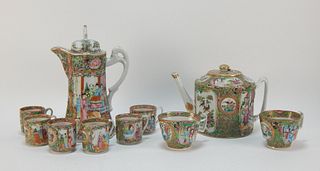 10PC Chinese Rose Medallion Porcelain Tea Sets