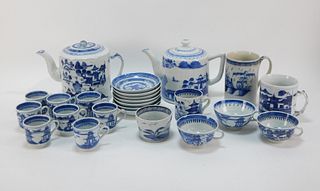 24PC Chinese Canton Blue and White Porcelain Group