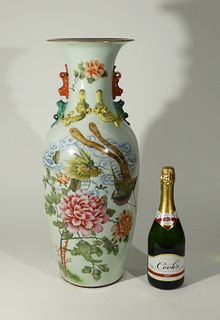 24" Chinese Republic Period Dragon & Phoenix Vase