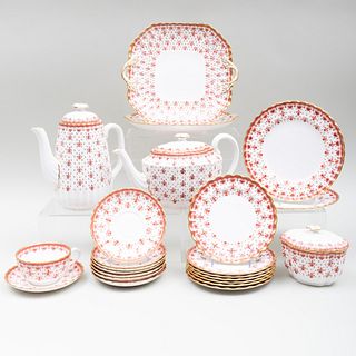 Spode Porcelain Tea and Coffee Service in the 'Fleur De Lys Red' Pattern