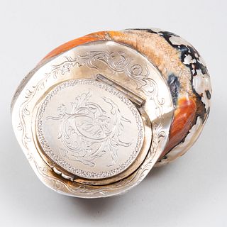 Contiental Silver-Gilt-Mounted Shell Snuff Box