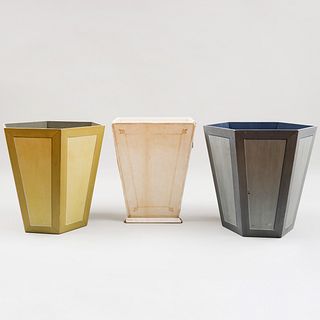 Three Painted Waste Paper Baskets 