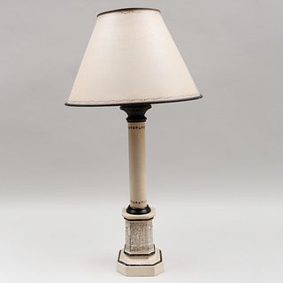 Tôle Peinte Columnar Lamp and Shade, of Recent Manufacture