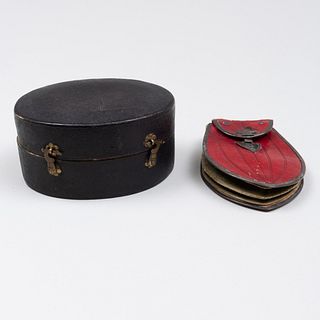 French Leather Traveling Pouch and a Traveling Box