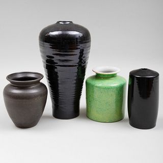 Group of Four Contemporary Porcelain and Earthenware Vases