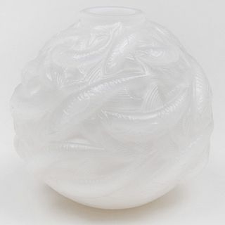 Lalique Glass Vase Molded with Fish