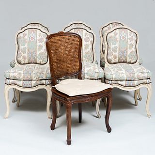 Set of Six Louis XV Style Cream Painted Dining Chairs, of Recent Manufature
