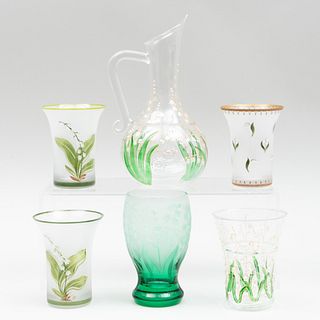 Group of Christian Dior Glassware Decorated with Lily of the Valley