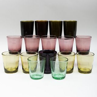 Group of Sixteen Colored Glass Tumblers