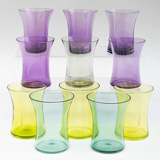 Group of Eleven Colored Glass Tumblers 