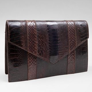 Yves Saint Laurent Haute Couture Brown Textured Leather Clutch