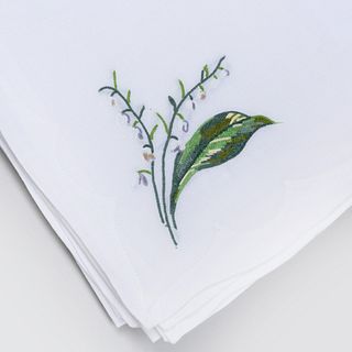Set of Table Linens Embroidered with Lily of the Valley