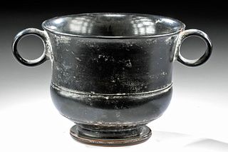 Impressive Greek Attic Blackware Cup Ring Handles