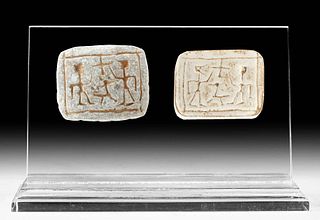 Syrian Archaic Stone Stamp Seal Bead w/ Figures