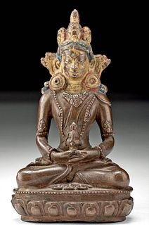 16th C. Tibetan Brass Amitabha Crowned Buddha