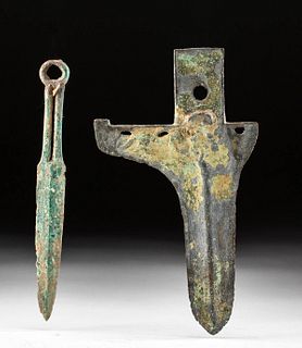 Lot of 2 Chinese Warring States & Tagar Bronze Weapons