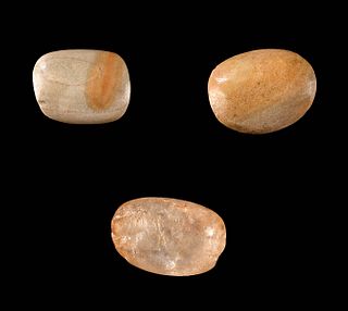 Lot of 3 Neolithic North African Stone Lip Plugs