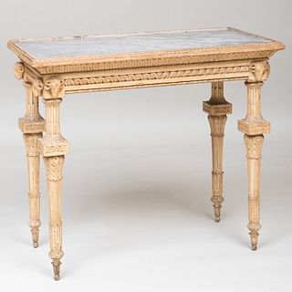 North Italian Neoclassical Gray Painted Console Table, Probably Turin