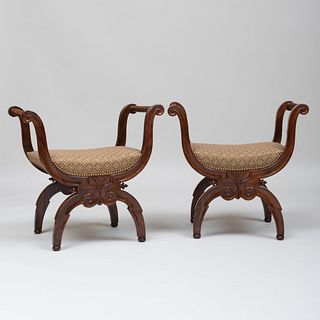 Pair of Fine Charles X Rosewood Tabourets, Stamped Jeanselme 