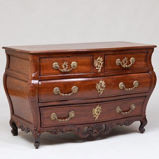 Early Louis XV Style Provincial Brass-Mounted Mahogany Commode