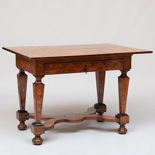 Dutch Baroque Style Bone and Walnut and Fruitwood Marquetry Center Table