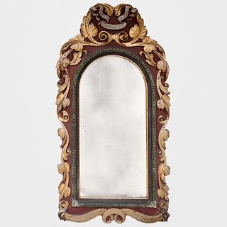 English Baroque Style Painted and Parcel-Gilt Mirror