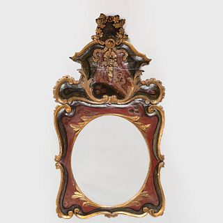 Spanish Baroque Style Painted and Parcel-Gilt Mirror