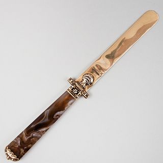 22k Gold, CloisonnÃ© and Agate Paper Knife