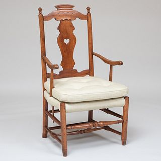 French Provincial Fruitwood and Oak Armchair, Possibly Belgian