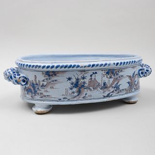 French Blue and White and Manganese Oval Cistern