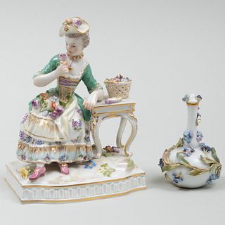Meissen Porcelain Figure Emblematic of Scent and a Miniature Scent Bottle